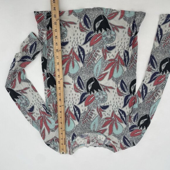 Stateside Size XS Knit Floral Print Blue Pink Long Sleeve Top Pima Cotton FLAWS* - Picture 10 of 13